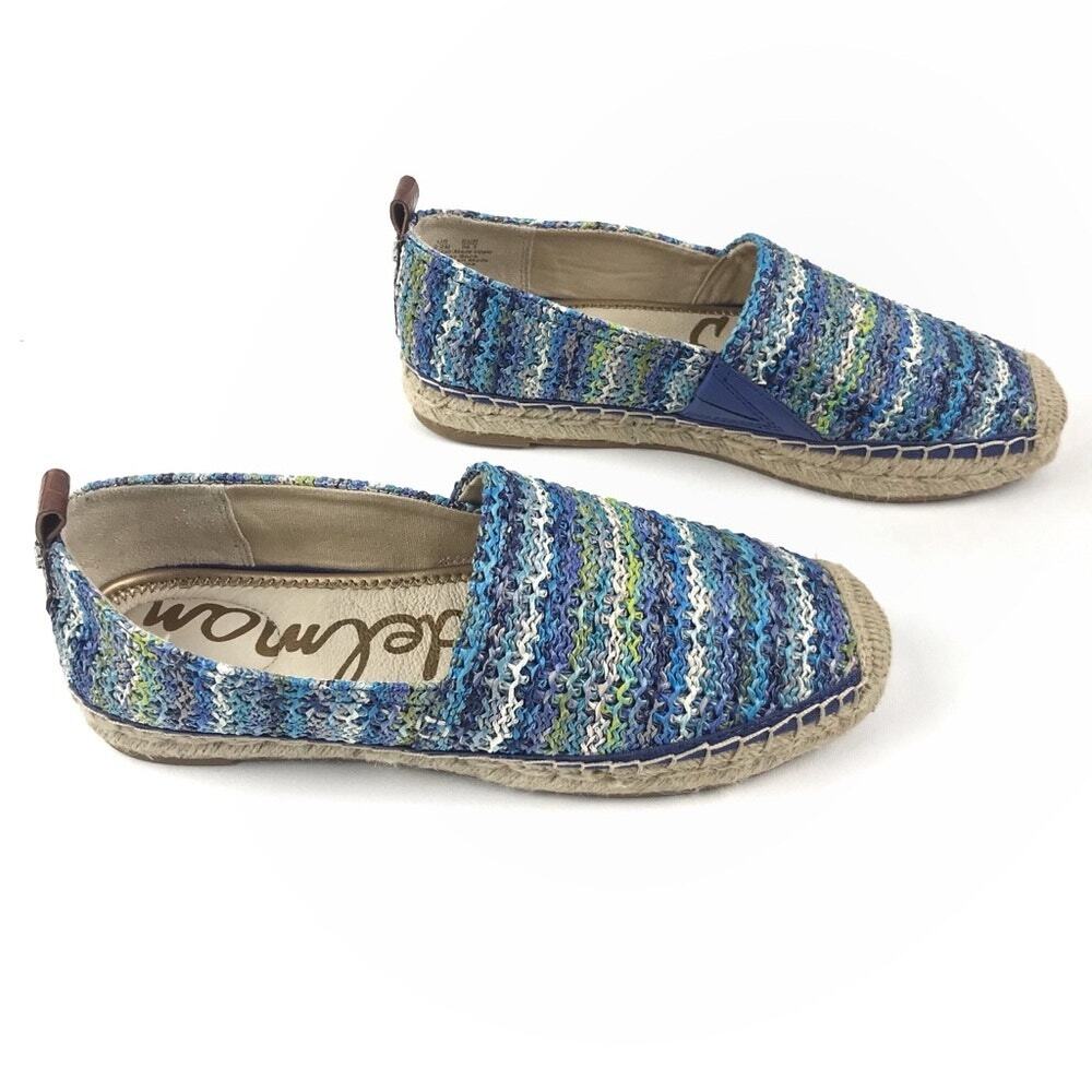 Sam Edelman Khloe Woven Raffia Espadrille Flats Sz 6.5 Blue